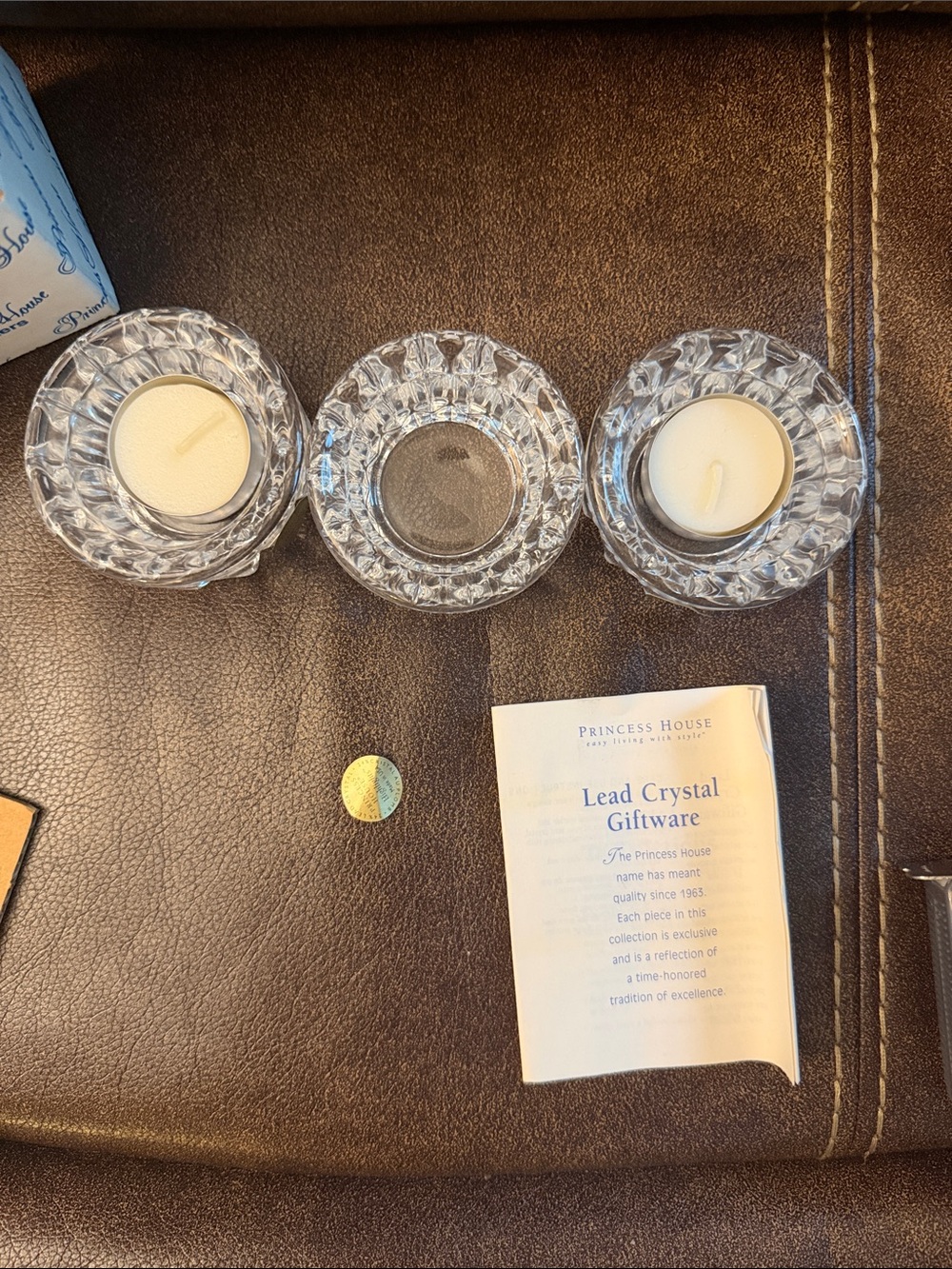 • PRINCESS HOUSE• Lead Crystal Tealight Candle Holders (3 of them) - Picture 8 of 16